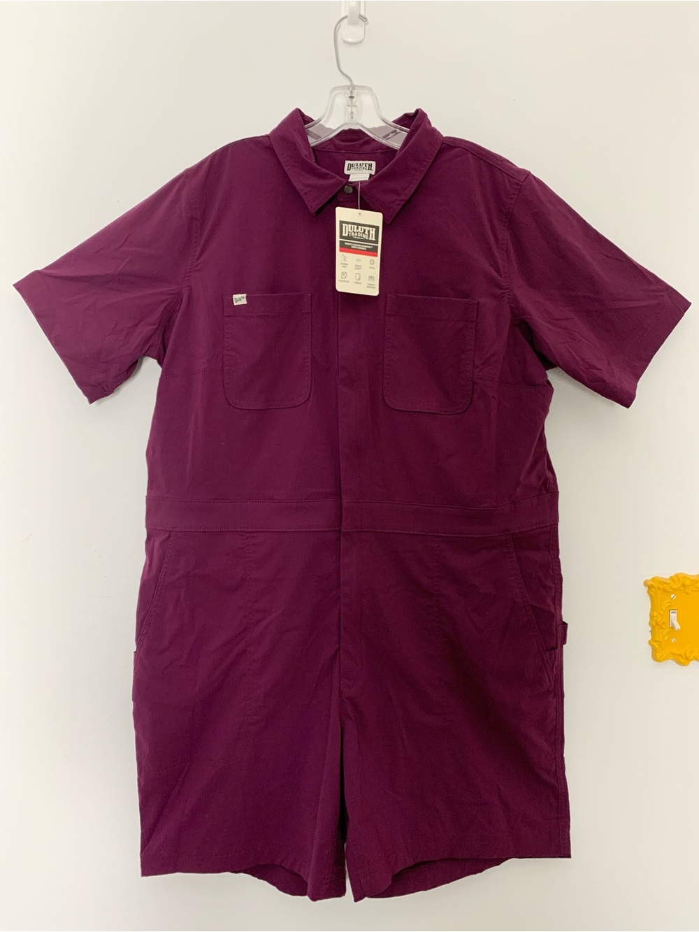 NWT Duluth XL Heirloom Gardening 7" Coveralls Shorts Overalls Raspberry Romper